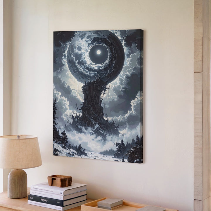 Celestial Spiral Tree Canvas – Mystical Cosmic Landscape Art - Gifitto