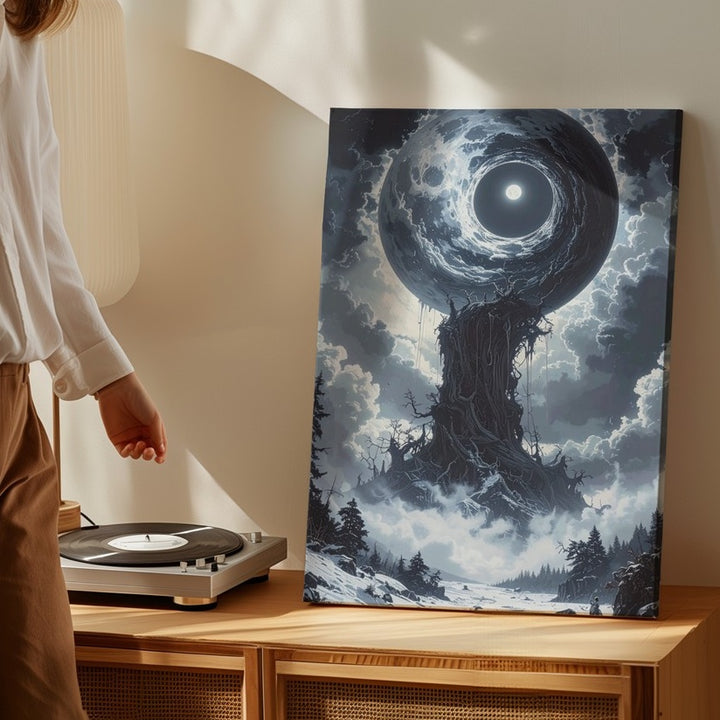 Celestial Spiral Tree Canvas – Mystical Cosmic Landscape Art - Gifitto