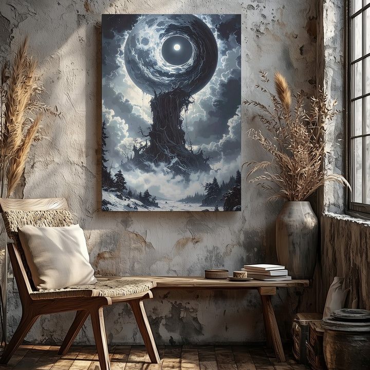 Celestial Spiral Tree Canvas – Mystical Cosmic Landscape Art - Gifitto