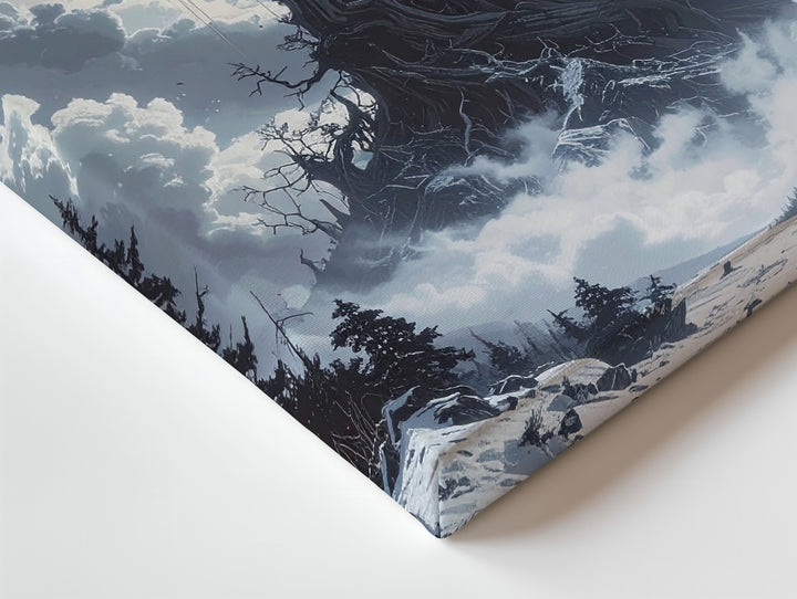 Celestial Spiral Tree Canvas – Mystical Cosmic Landscape Art - Gifitto