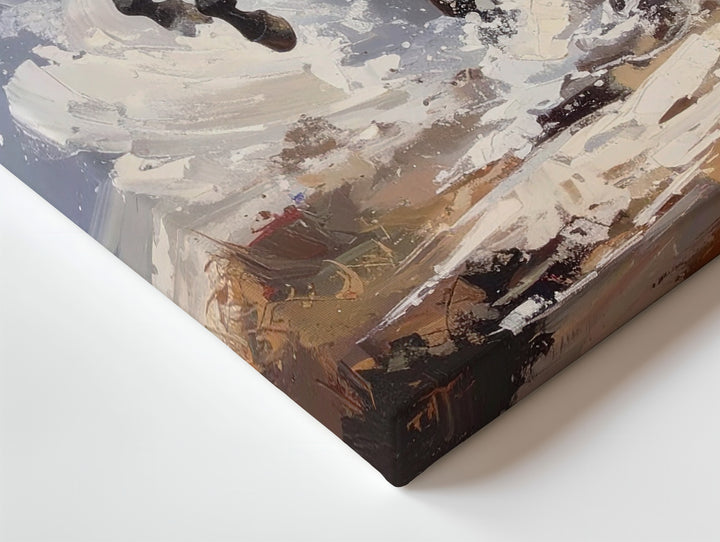 Stormborn Rebellion Canvas – Rearing Chestnut Horse in Swirling Motion - Gifitto