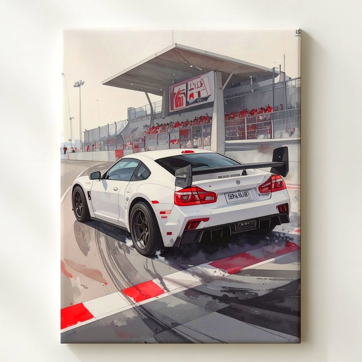 GT3 RS Drift Fury Canvas – White Porsche Racing Action Wall Art - Gifitto