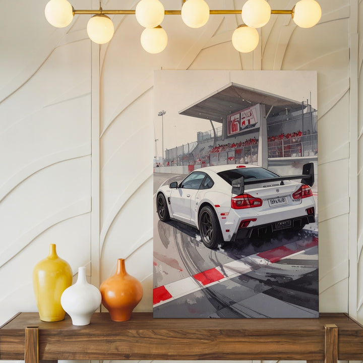 GT3 RS Drift Fury Canvas – White Porsche Racing Action Wall Art - Gifitto