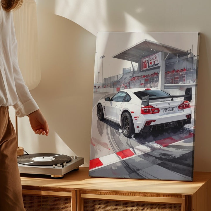 GT3 RS Drift Fury Canvas – White Porsche Racing Action Wall Art - Gifitto