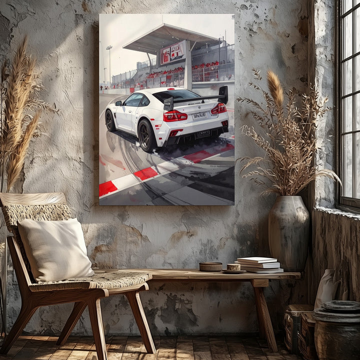 GT3 RS Drift Fury Canvas – White Porsche Racing Action Wall Art - Gifitto