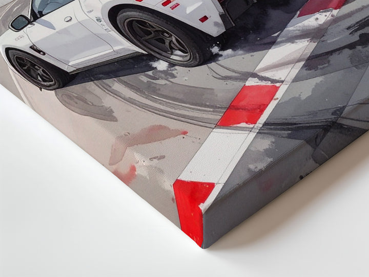 GT3 RS Drift Fury Canvas – White Porsche Racing Action Wall Art - Gifitto