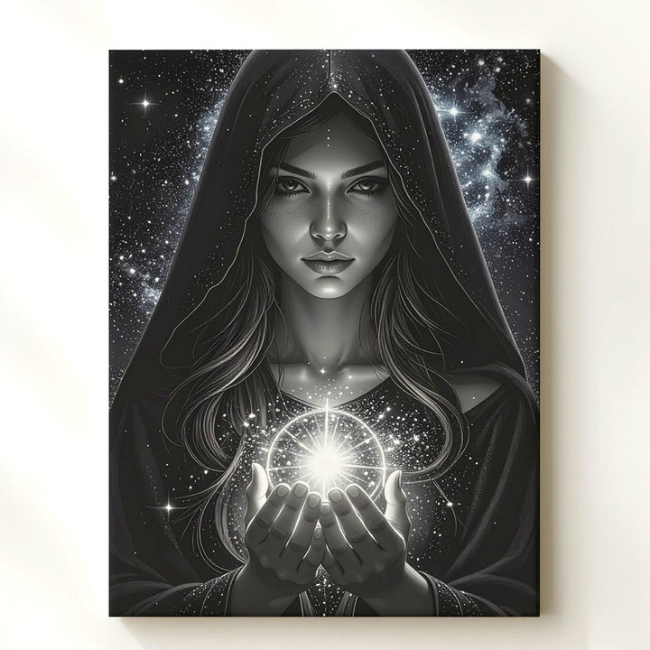Mystical Celestial Sorceress Canvas – Ethereal Cosmic Wall Art - Gifitto