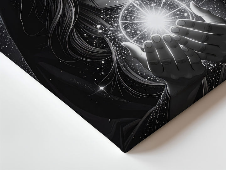 Mystical Celestial Sorceress Canvas – Ethereal Cosmic Wall Art - Gifitto