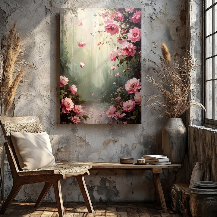 Romantic Cascading Floral Canvas – Dreamlike Garden Art - Gifitto