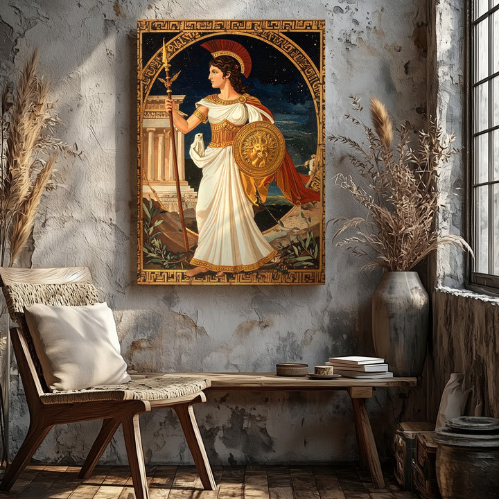 Athena Goddess Wisdom Canvas – Ancient Greek Mythology Wall Art - Gifitto
