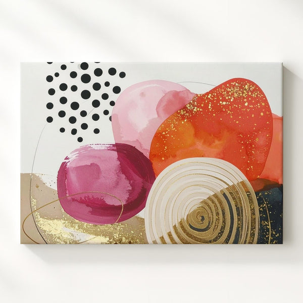 Vibrant Red & Gold Abstract Canvas – Modern Organic & Geometric Art - Gifitto