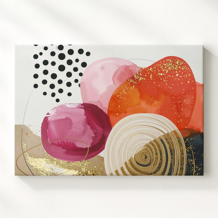 Vibrant Red & Gold Abstract Canvas – Modern Organic & Geometric Art - Gifitto