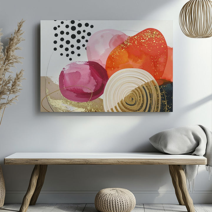 Vibrant Red & Gold Abstract Canvas – Modern Organic & Geometric Art - Gifitto