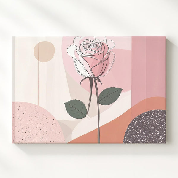 Minimalist Rose Line Drawing Canvas – Abstract Floral Pastel Art - Gifitto