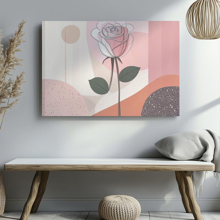 Minimalist Rose Line Drawing Canvas – Abstract Floral Pastel Art - Gifitto