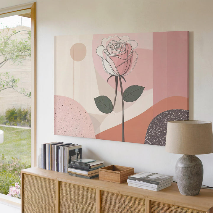 Minimalist Rose Line Drawing Canvas – Abstract Floral Pastel Art - Gifitto
