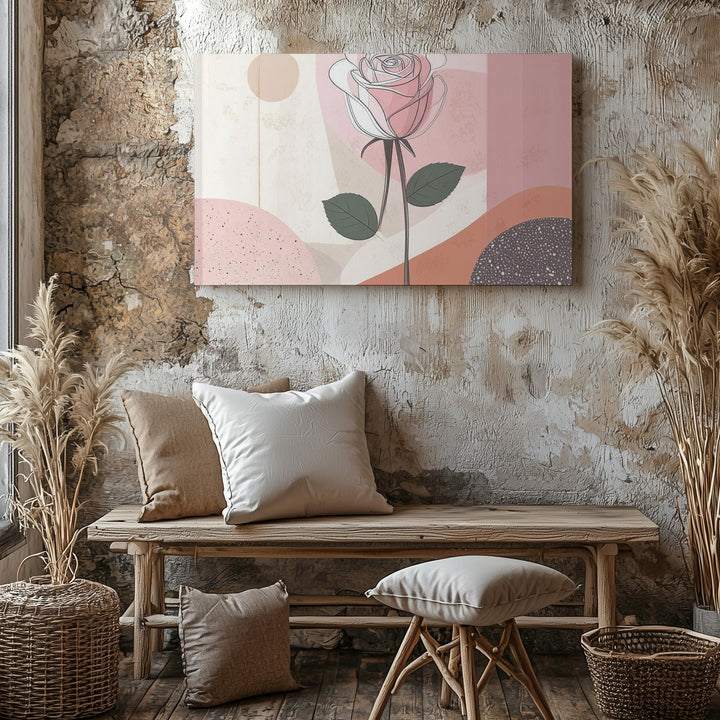 Minimalist Rose Line Drawing Canvas – Abstract Floral Pastel Art - Gifitto