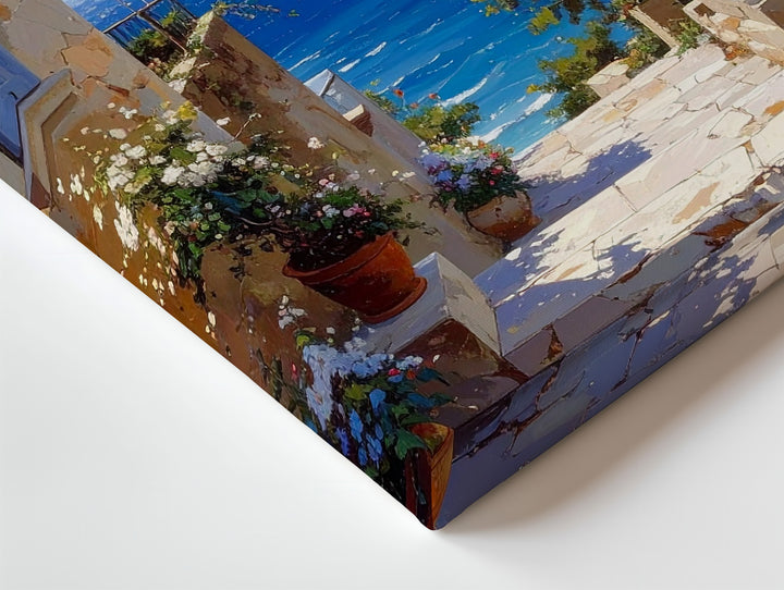 Mediterranean Charm Alleyway Canvas – Coastal Romance and Tranquil Escape Art - Gifitto