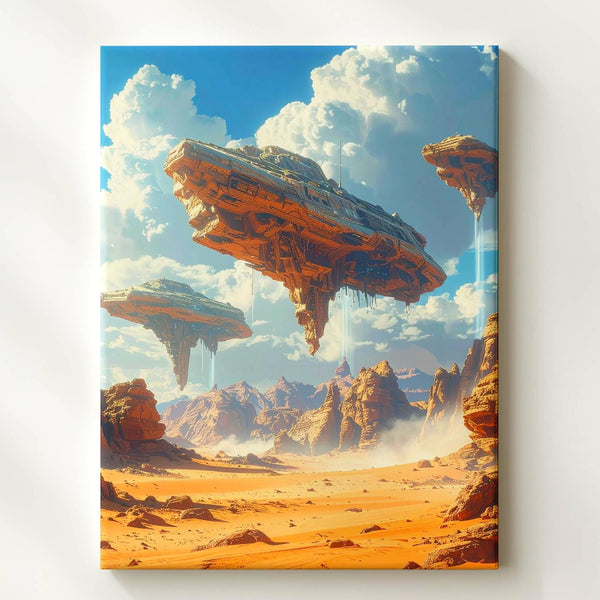 Alien Landscape Canvas – Floating Islands & Desert Horizons Art - Gifitto