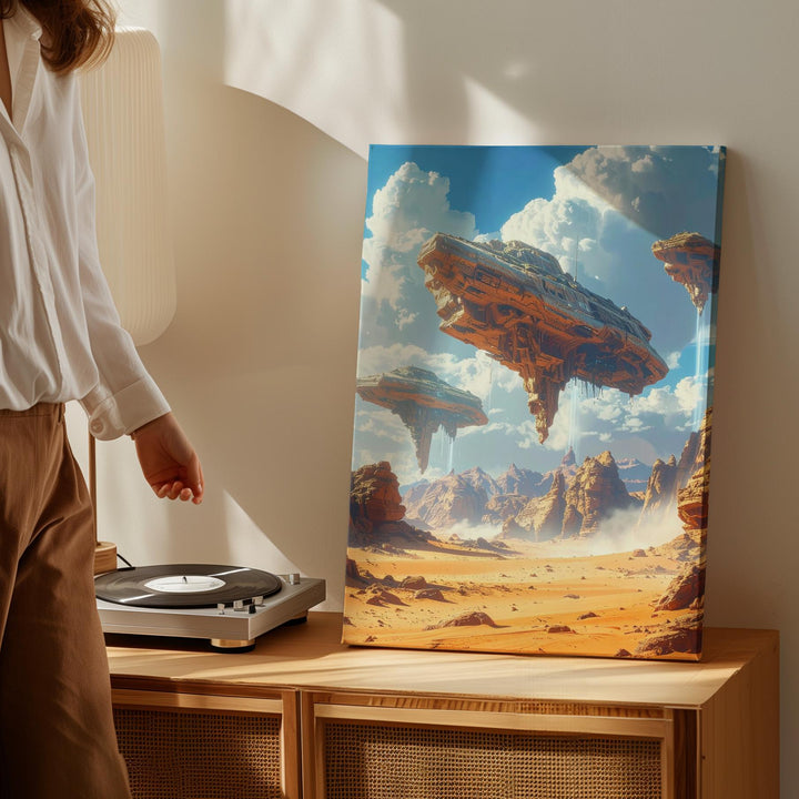 Alien Landscape Canvas – Floating Islands & Desert Horizons Art - Gifitto