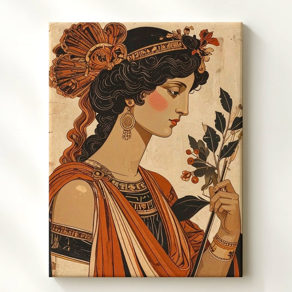 Hellenic Grace Classical Profile Canvas – Ancient Greek Vase Style Wall Art - Gifitto