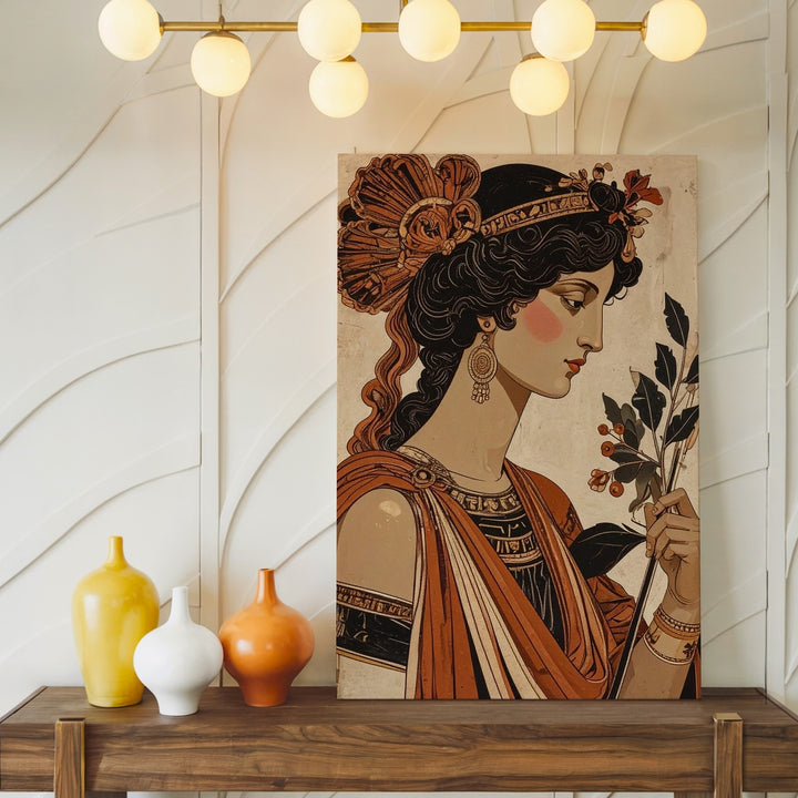 Hellenic Grace Classical Profile Canvas – Ancient Greek Vase Style Wall Art - Gifitto