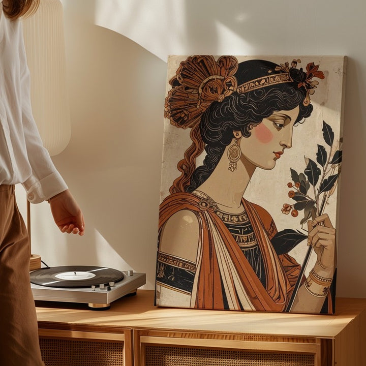 Hellenic Grace Classical Profile Canvas – Ancient Greek Vase Style Wall Art - Gifitto