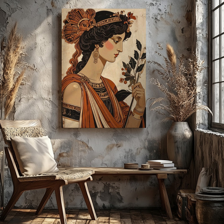 Hellenic Grace Classical Profile Canvas – Ancient Greek Vase Style Wall Art - Gifitto