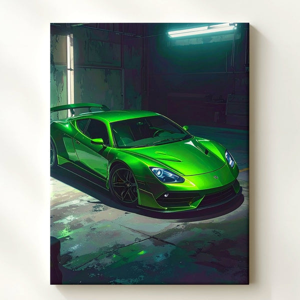 Neon Lamborghini Huracán Canvas – Cinematic Garage Supercar Wall Art - Gifitto
