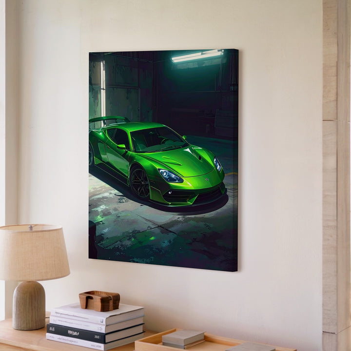 Neon Lamborghini Huracán Canvas – Cinematic Garage Supercar Wall Art - Gifitto