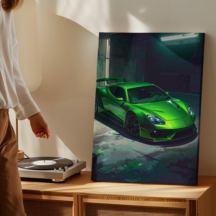 Neon Lamborghini Huracán Canvas – Cinematic Garage Supercar Wall Art - Gifitto