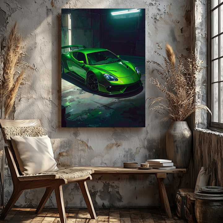 Neon Lamborghini Huracán Canvas – Cinematic Garage Supercar Wall Art - Gifitto
