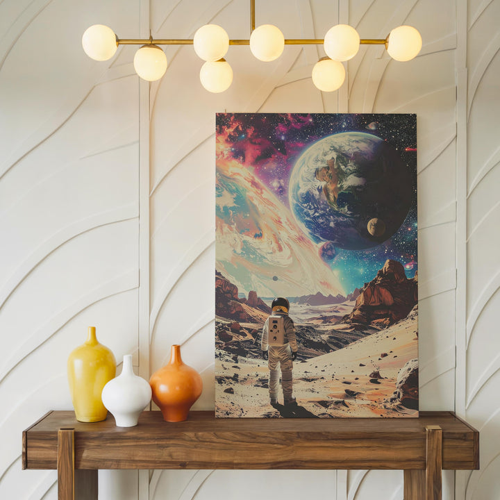 Astronaut on Alien Planet Canvas – Cosmic Nebula & Distant Planets Art - Gifitto