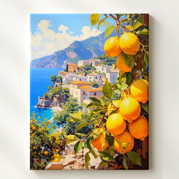 Amalfi Lemon Coast Canvas – Mediterranean Landscape with Citrus Tree - Gifitto