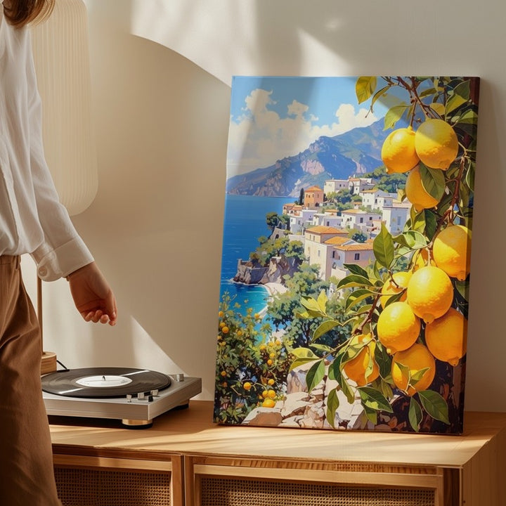 Amalfi Lemon Coast Canvas – Mediterranean Landscape with Citrus Tree - Gifitto