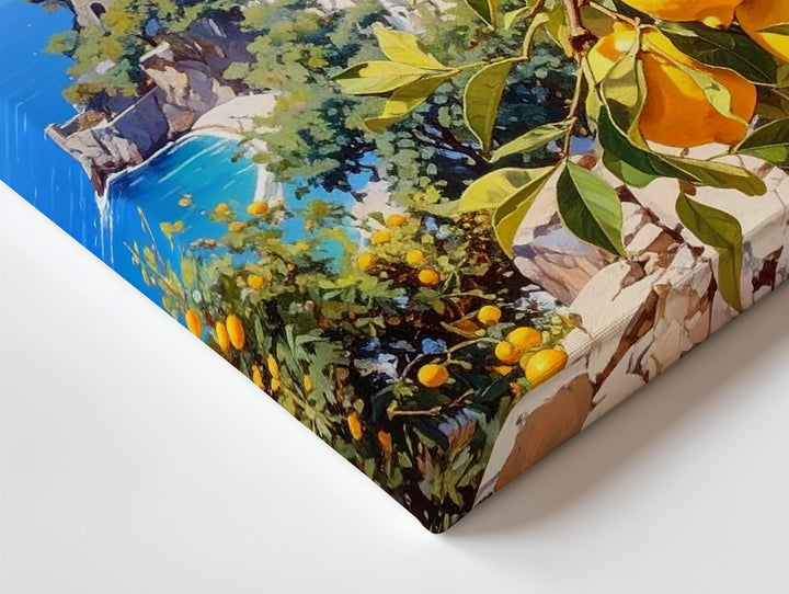 Amalfi Lemon Coast Canvas – Mediterranean Landscape with Citrus Tree - Gifitto
