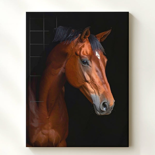 Studio Elegance Canvas – Chestnut Horse Portrait with Cinematic Lighting - Gifitto