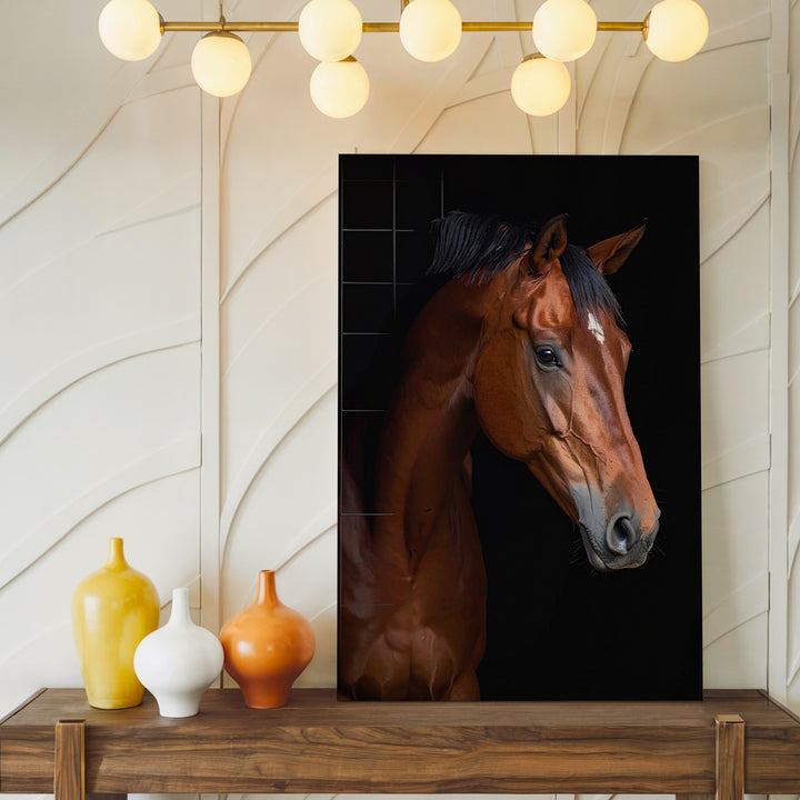 Studio Elegance Canvas – Chestnut Horse Portrait with Cinematic Lighting - Gifitto