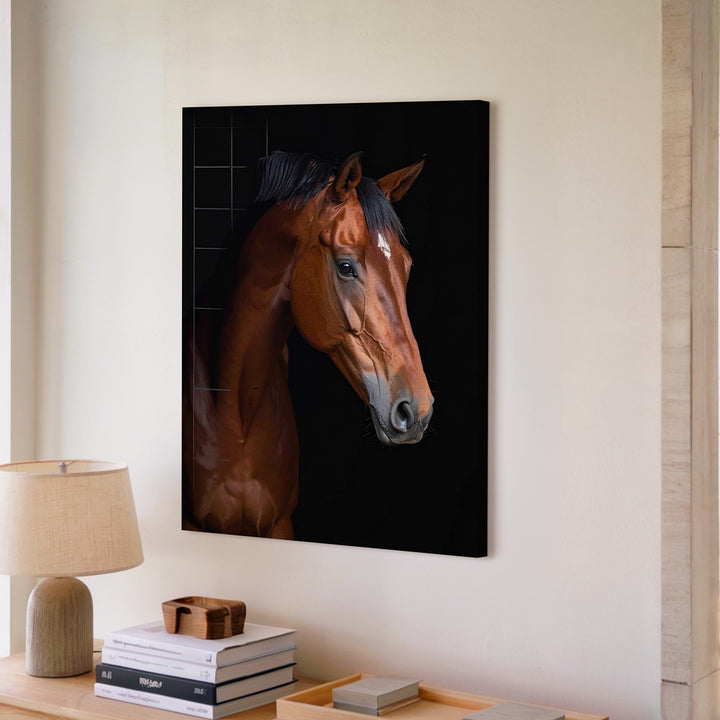 Studio Elegance Canvas – Chestnut Horse Portrait with Cinematic Lighting - Gifitto