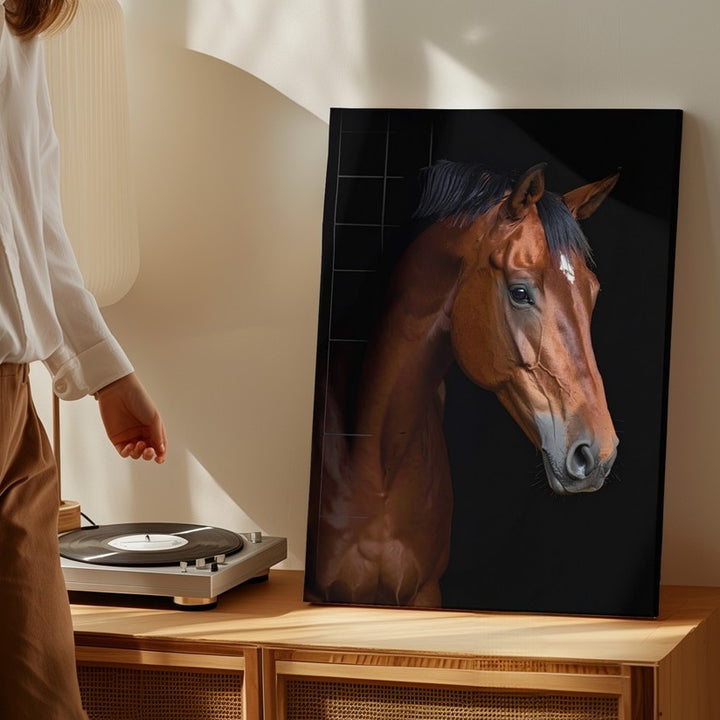 Studio Elegance Canvas – Chestnut Horse Portrait with Cinematic Lighting - Gifitto