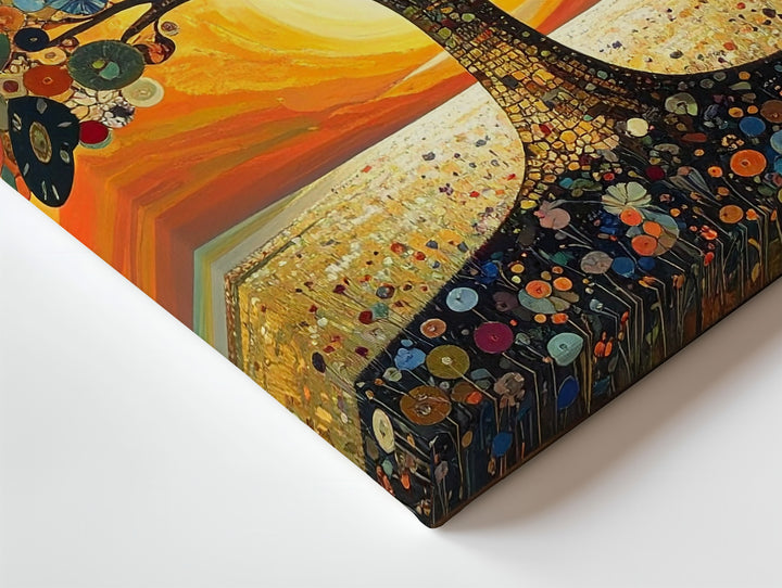 Golden Mandala Tree Canvas – Symbolic Tree of Life with Radiant Floral Design - Gifitto