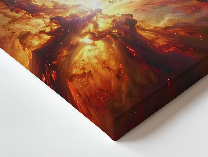 Celestial Storm Nebula Canvas – Fiery Cosmic Scene with Light Flares & Depth - Gifitto