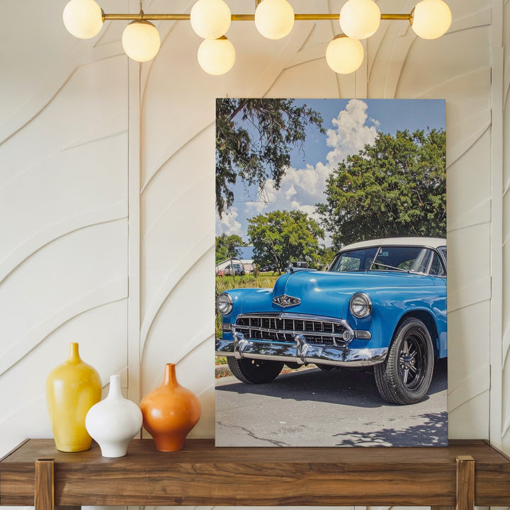 Blue Chevrolet Bel Air Canvas – Vintage American Classic Car Wall Art - Gifitto