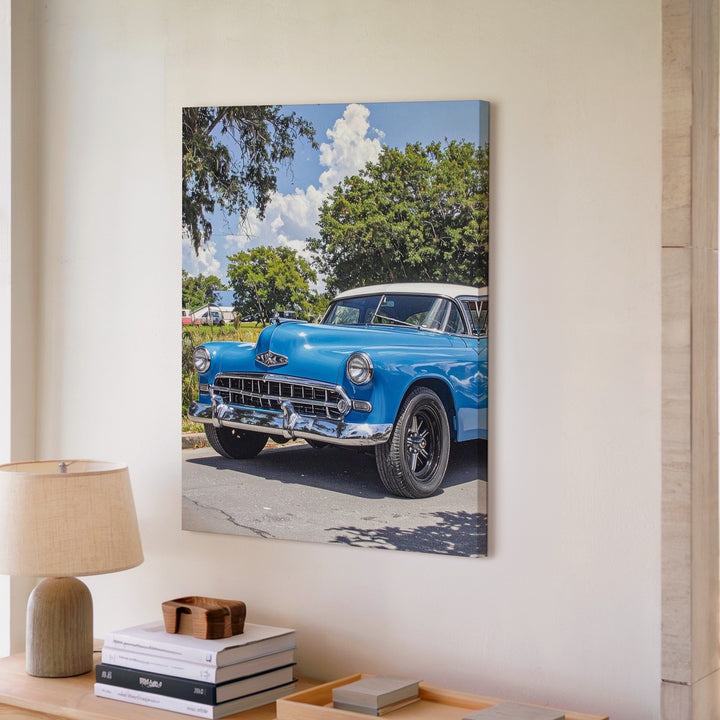 Blue Chevrolet Bel Air Canvas – Vintage American Classic Car Wall Art - Gifitto