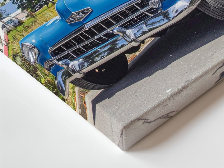 Blue Chevrolet Bel Air Canvas – Vintage American Classic Car Wall Art - Gifitto