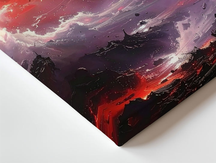 Red Giant Collapse Canvas – Dark Cosmic Drama with Glowing Planet & Debris - Gifitto