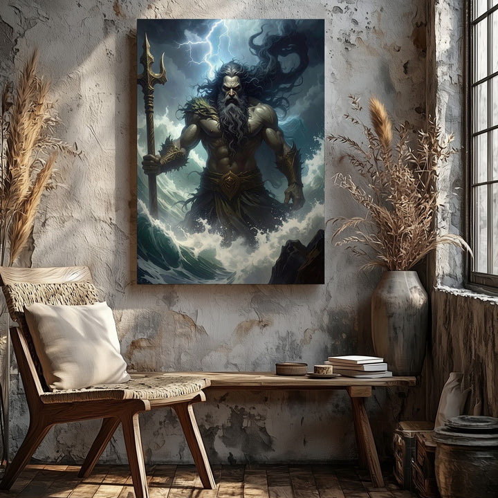 Poseidon’s Wrath Canvas – Powerful Storm God of the Sea Wall Art - Gifitto