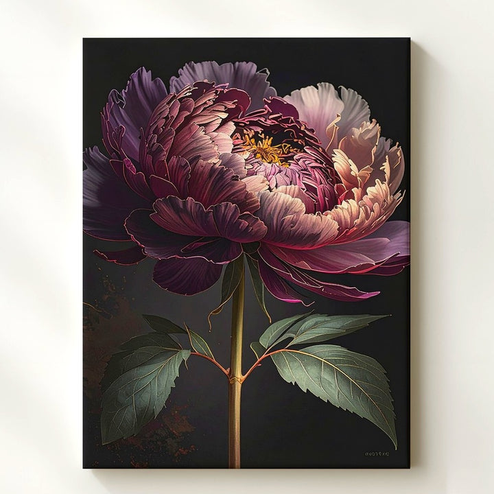 Moody Peony Canvas – Dark Floral Art with Velvet Petals and Dramatic Lighting - Gifitto