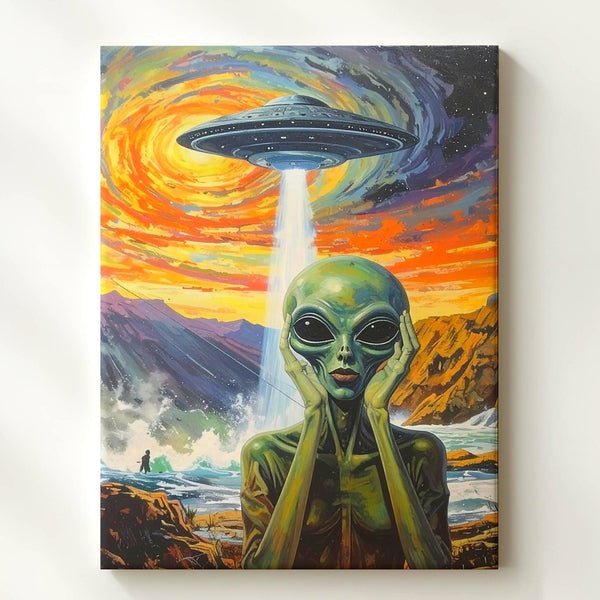 UFO "The Scream" Canvas – Surreal Sci-Fi & Iconic Artwork Fusion Art - Gifitto