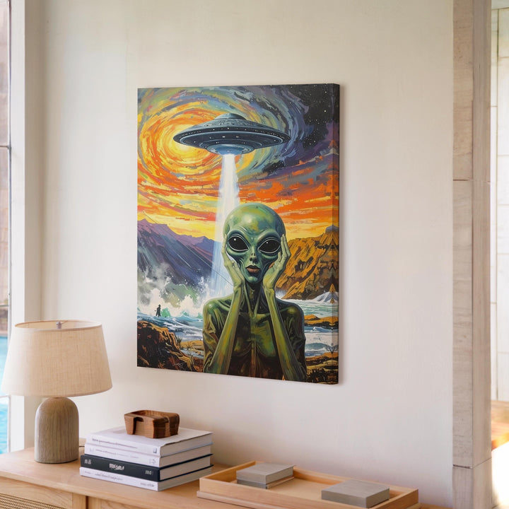 UFO "The Scream" Canvas – Surreal Sci-Fi & Iconic Artwork Fusion Art - Gifitto